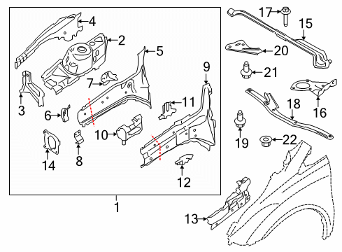 2020 Ford Transit Connect Structural Components & Rails Diagram