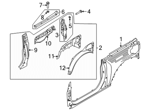 2021 Ford Bronco Inner Structure - Quarter Panel Diagram 1