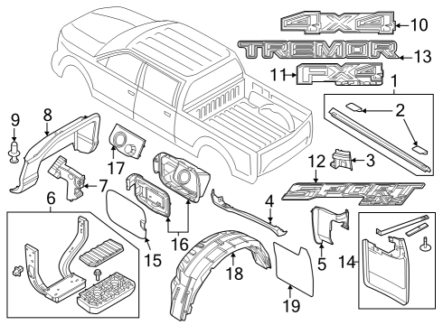 2024 Ford F-250 Super Duty Exterior Trim - Pick Up Box Diagram 1