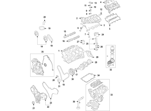 2021 Ford F-150 Engine Parts, Mounts, Cylinder Head & Valves, Camshaft & Timing, Variable Valve Timing, Oil Pan, Oil Pump, Adapter Housing, Crankshaft & Bearings, Pistons, Rings & Bearings Diagram 9