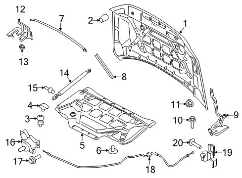 2022 Lincoln Navigator Hood & Components Diagram