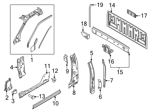 2020 Ford F-350 Super Duty Back Panel, Hinge Pillar Diagram 2