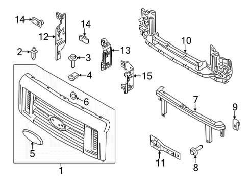 2022 Ford E-350/E-350 Super Duty Grille & Components Diagram
