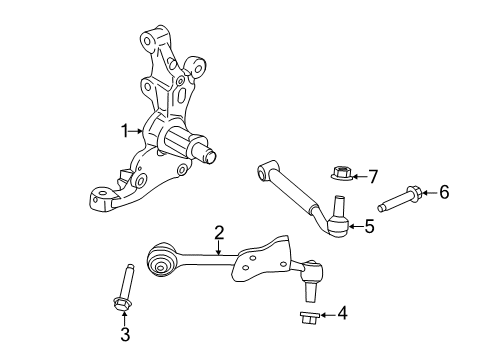 2021 Ford Mustang Front Suspension, Lower Control Arm, Ride Control, Stabilizer Bar, Suspension Components Diagram 1