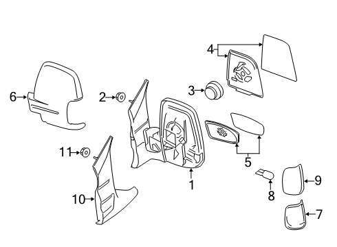 2020 Ford Transit 250 Outside Mirrors Diagram 1