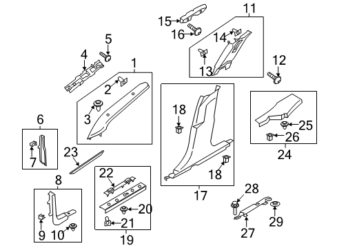 2020 Ford SSV Plug-In Hybrid Interior Trim - Pillars, Rocker & Floor Diagram