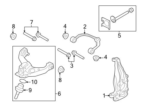 2023 Lincoln Navigator Suspension Components, Lower Control Arm, Upper Control Arm, Ride Control, Stabilizer Bar Diagram 2