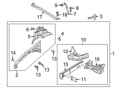 2022 Lincoln Aviator Structural Components & Rails Diagram