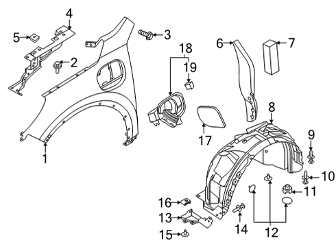 2021 Ford Escape Fender & Components Diagram 2