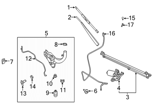 2023 Ford F-150 Wiper & Washer Components Diagram 1