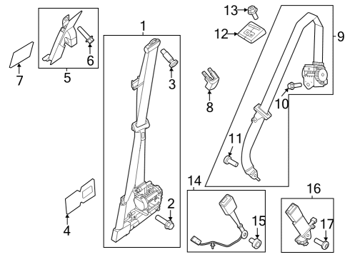 2023 Ford F-350 Super Duty Front Seat Belts Diagram 5