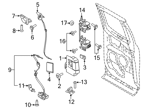 2020 Ford F-150 Rear Door - Lock & Hardware Diagram 4