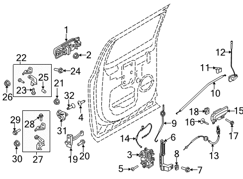 2020 Ford F-350 Super Duty Rear Door - Lock & Hardware Diagram 1