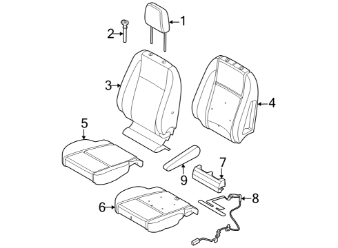 2022 Ford E-Transit Front Seat Components Diagram 1