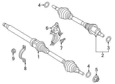 2020 Ford SSV Plug-In Hybrid Drive Axles - Front Diagram