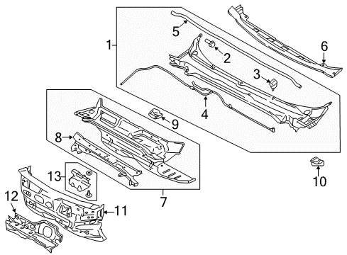 2020 Ford SSV Plug-In Hybrid Cowl Diagram