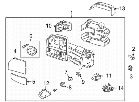 2022 Ford F-150 Glass Assembly - Rear View Outer Mirror Diagram for LC3Z-17K707-B