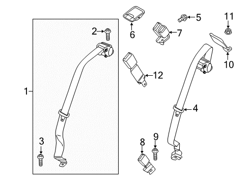 2020 Ford SSV Plug-In Hybrid Rear Seat Belts Diagram 2