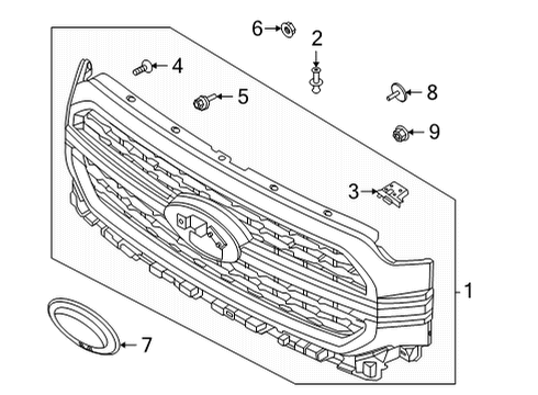 2023 Ford F-150 Grille & Components Diagram 1