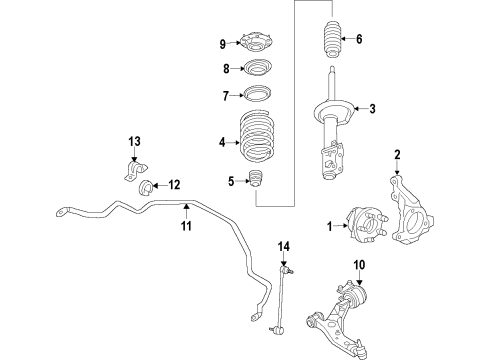 2020 Lincoln MKZ Front Suspension Components, Lower Control Arm, Stabilizer Bar Diagram 2