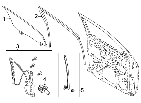 2022 Ford Ranger Front Door Glass & Hardware Diagram 2