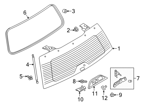 2020 Lincoln Navigator Lift Gate - Glass & Hardware Diagram