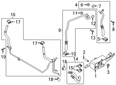 1992 Ford Ranger Oil Cooler Tube Diagram for K2GZ-7B028-B