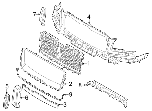 2023 Lincoln Navigator Grille & Components Diagram