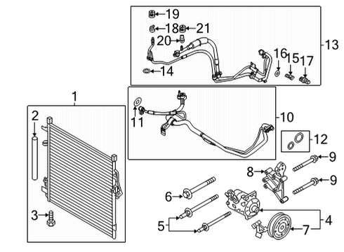 2021 Ford Bronco A/C Condenser, Compressor & Lines Diagram 1