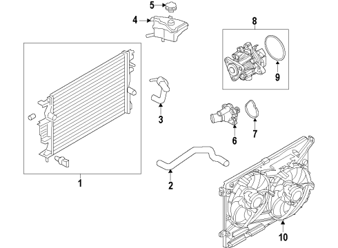 2020 Lincoln MKZ Cooling System, Radiator, Water Pump, Cooling Fan Diagram 4