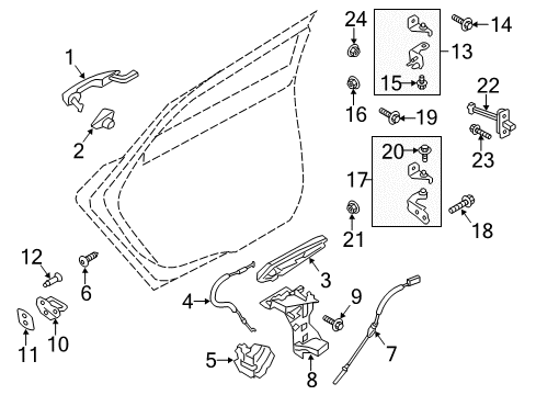 2020 Ford SSV Plug-In Hybrid Rear Door - Lock & Hardware Diagram