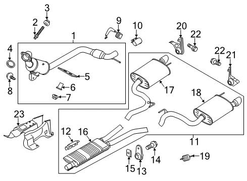 Centre And Rear Muffler Assembly Diagram for JR3Z-5230-X