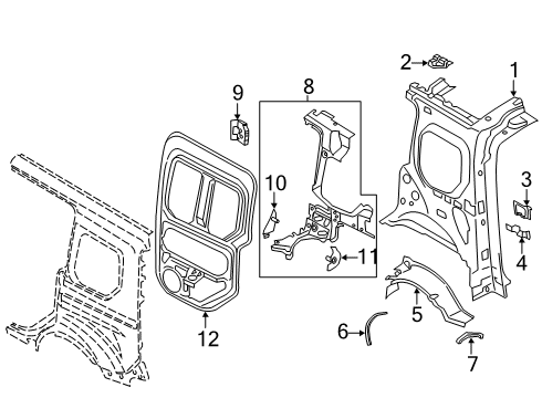 2022 Ford Transit Connect Inner Structure - Side Panel Diagram 3