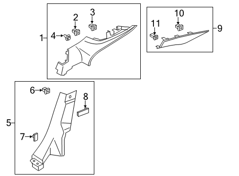 2020 Ford SSV Plug-In Hybrid Interior Trim - Quarter Panels Diagram