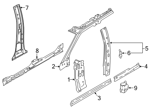 2022 Ford Expedition Center Pillar, Hinge Pillar Diagram