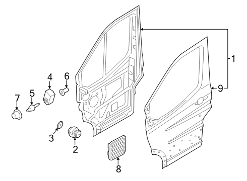 2022 Ford E-Transit Door & Components Diagram 3