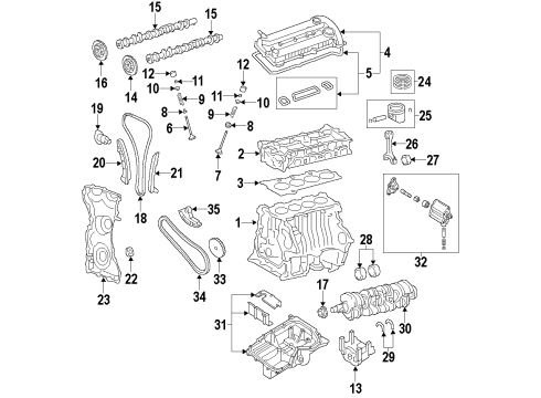 2020 Ford Fusion Engine Parts, Mounts, Cylinder Head & Valves, Camshaft & Timing, Variable Valve Timing, Oil Pan, Oil Pump, Balance Shafts, Crankshaft & Bearings, Pistons, Rings & Bearings Diagram 6