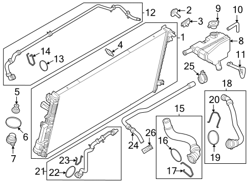 2024 Ford F-350 Super Duty Radiator & Components Diagram 1