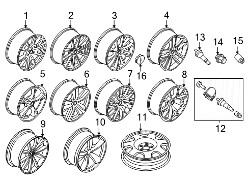 1992 Mercury Topaz Wheel Assembly Diagram for GR3Z-1007-A