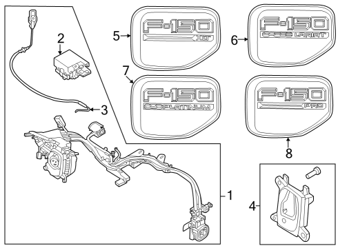 2023 Ford F-150 Lightning Fender & Components Diagram 1