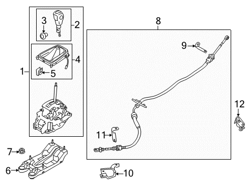 2013 Ford Fusion Selector Lever Control Cable Assembly Diagram for DG9Z-7E395-AX