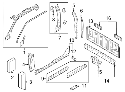2023 Ford F-250 Super Duty Back Panel, Hinge Pillar Diagram 3