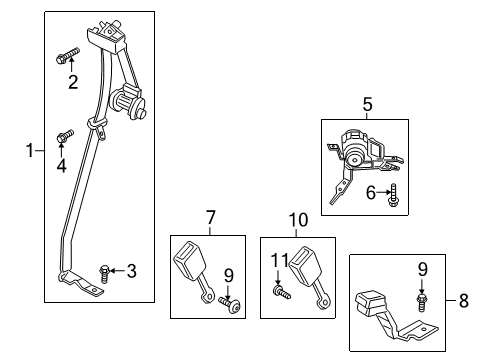 2022 Lincoln Navigator Third Row Seat Belts Diagram 1