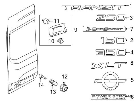 2023 Ford E-350/E-350 Super Duty Bumper Assembly - Door Diagram for KK4Z-16758-DC