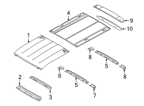 2024 Ford Edge Bracket - Roof Bow Diagram for EK4Z-61502E29-E