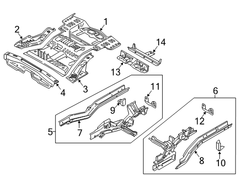 2020 Lincoln Nautilus Rear Floor & Rails Diagram