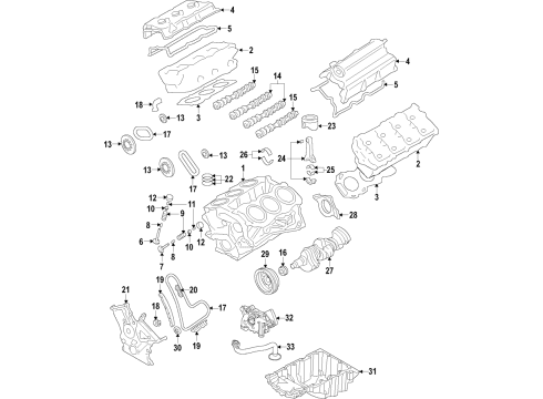 2020 Lincoln Continental Engine Parts, Mounts, Cylinder Head & Valves, Camshaft & Timing, Variable Valve Timing, Oil Cooler, Oil Pan, Oil Pump, Crankshaft & Bearings, Pistons, Rings & Bearings Diagram 4