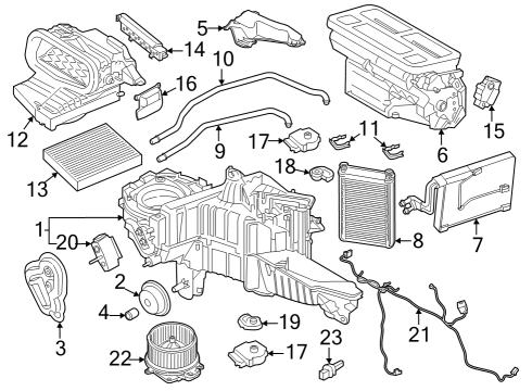 2022 Ford Expedition A/C Evaporator & Heater Components Diagram 1