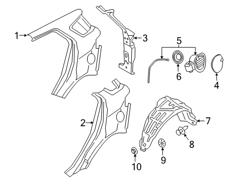 2020 Ford EcoSport Quarter Panel & Components Diagram
