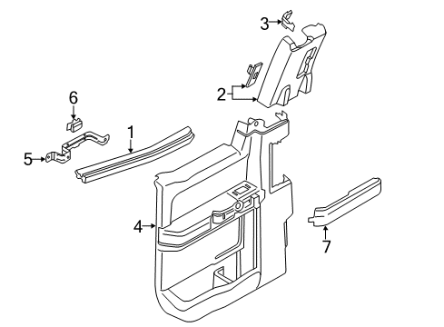 2022 Ford F-250 Super Duty Interior Trim - Rear Door Diagram 3